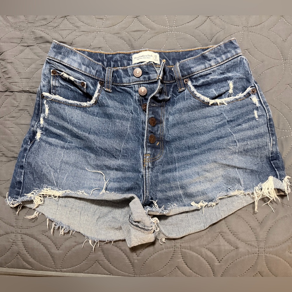 Abercrombie & Fitch Distressed Blue Jean Shorts